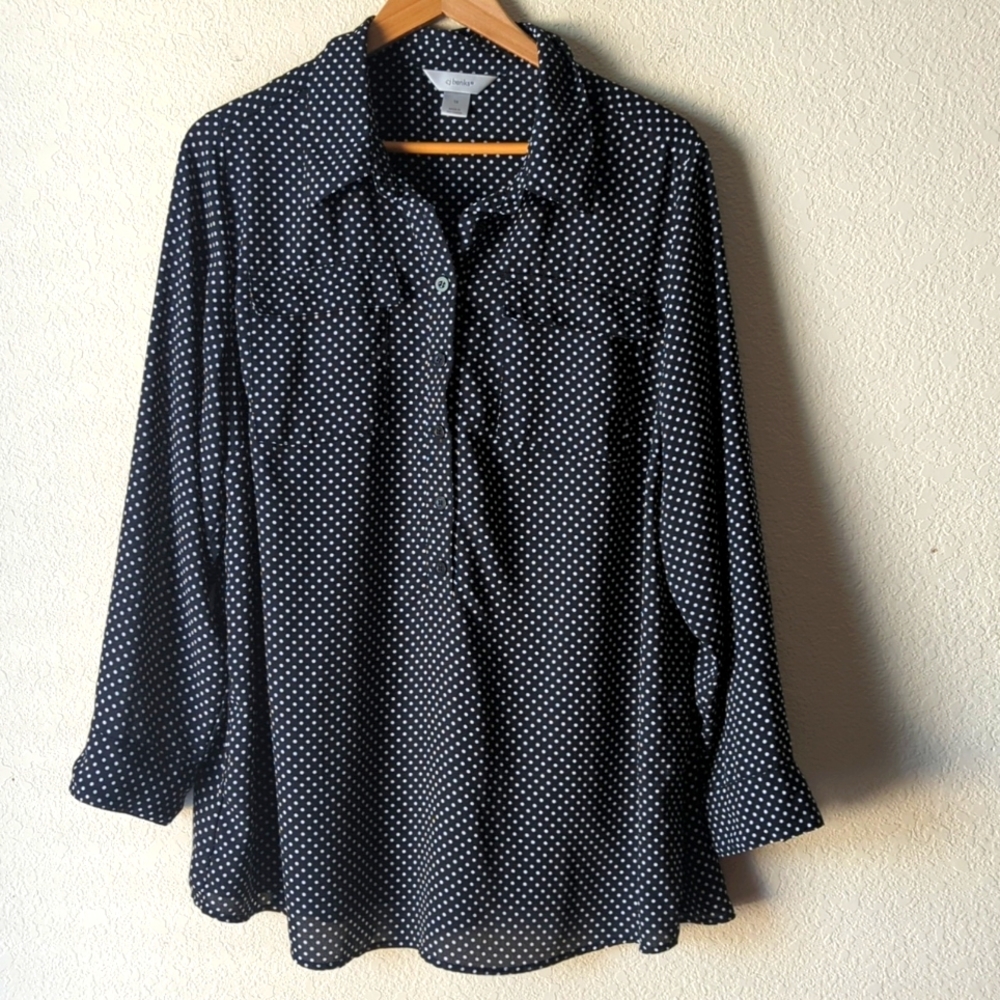⭐2/20$ Cj Banks Black & White polka dots 1XL